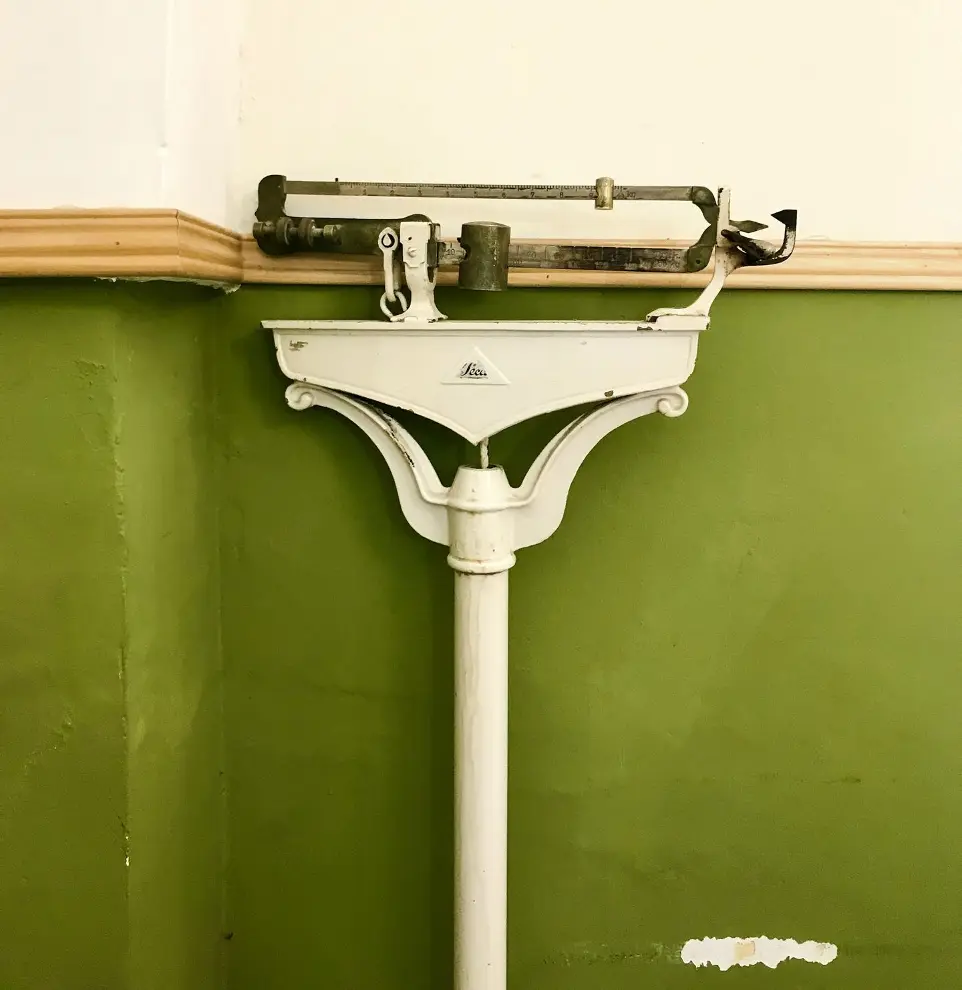 white and black weighing scale